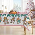 thumbnail image 4 of Merry Christmas Gingerbread Man Rectangle Tablecloth 60 x 84 Inch, Pink Xmas Peppermint Candy Decorative Table Cloth Dining Table Cover, Winter Snowflake Holiday Dinner Party Picnic Decoration, 4 of 6