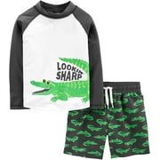 Toddlers and Baby Boys' Swimsuit Trunk and Rashguard，24 Months