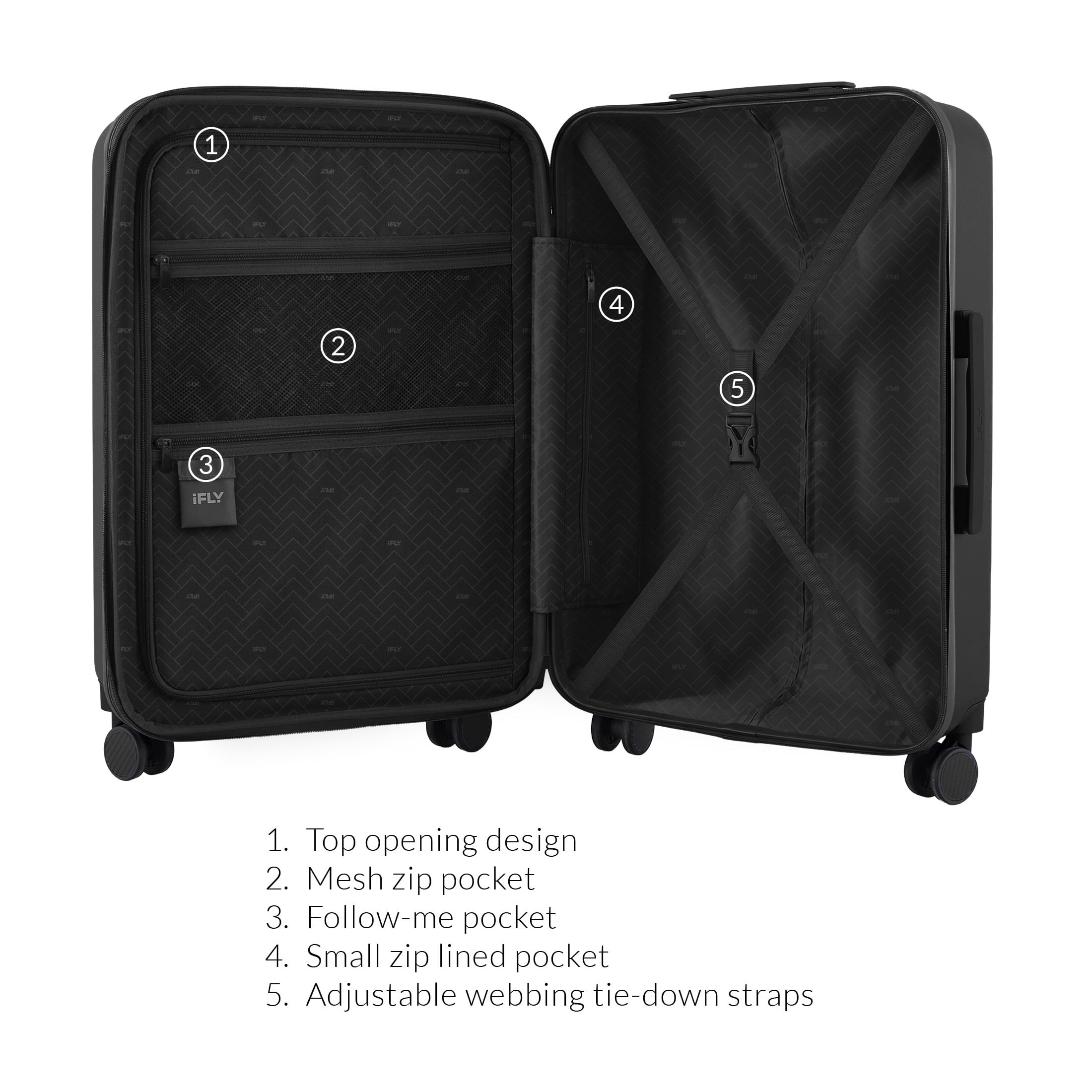 iFLY Hardside Roam 24" Medium Checked Luggage, Black