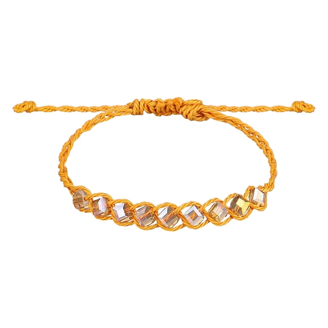Handwoven Wax String Bracelet Bohemian Style Creative Crystal Temperament Bracelet For Women