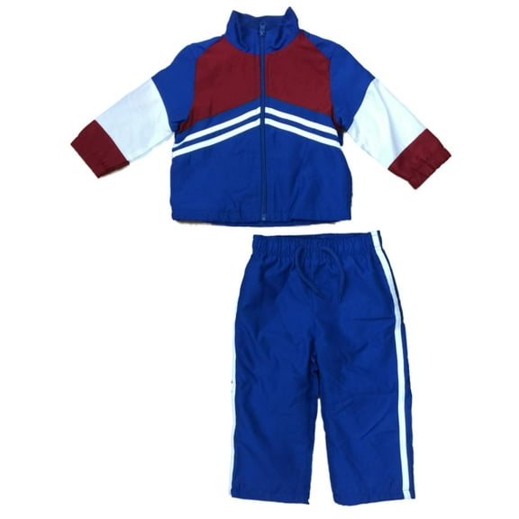 Infant Boys 2 Pc Outfit Red White Blue Stripe Zip Up Track Suit Sweat Pant Set