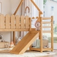 thumbnail image 5 of Bellemave Low Loft Bed with Slide and Lights Strip, Wood Full Size&nbsp;House Roof Low Loft Beds Frame with Storage Shelves, Under Bed Storage, No Box Spring Needed (Natural), 5 of 9