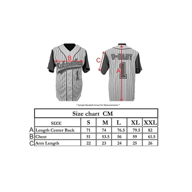 MLB Jersey Size Chart