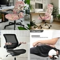 thumbnail image 2 of SCRAWLGOD Dustproof Office Chair Cover with Armrest Slipcovers Easy to Install Rotating Chair Protector Breathable Gaming Chair Covers, 3 Pcs Set, Hummingbird Peach Blossom, L, 2 of 7