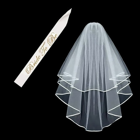 - Bride Veil Set Cascade Wedding Veil Set Elegant Bridal Tulle Veils Set with Comb and Bride to Be Satin Sash