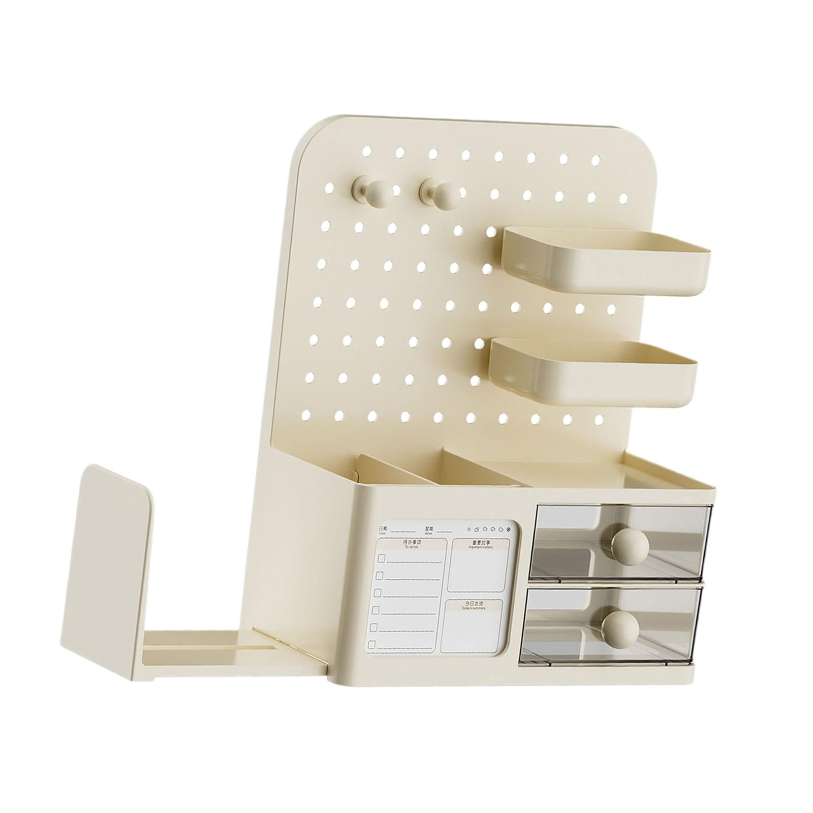 Fiocias Desk Organizer with Drawer Desk Organiser Accessories Supplies Creative Pegboard Yellow