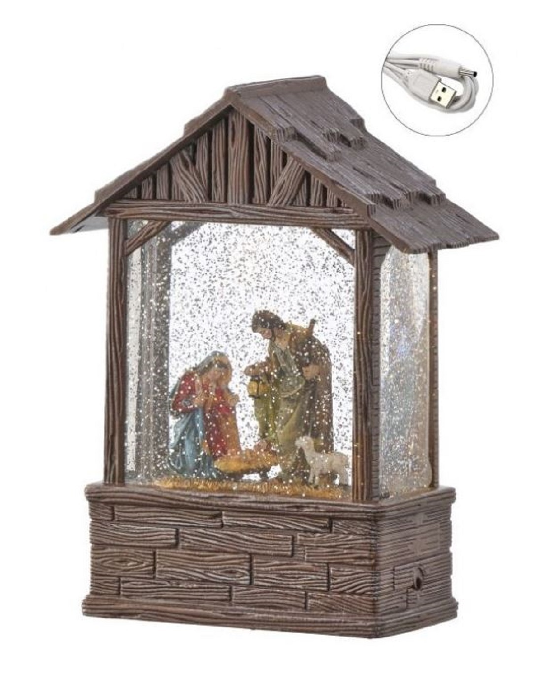 Nativity Creche Water Lantern 8.5"H