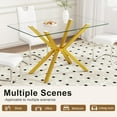 thumbnail image 6 of Dining Table Modern Tempered Glass Dinner Table, Rectangle Kitchen Table with Sturdy Metal Legs, Contemporary Minimalist Design, Ideal for Dining Room, Kitchen, or Small Spaces (Golden, 47.24"), 6 of 13