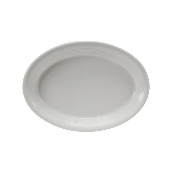 Tuxton China CWH-1142 11.25 in. x 8.75 in. Concentrix Oval Platter - Blanco - 1 Dozen