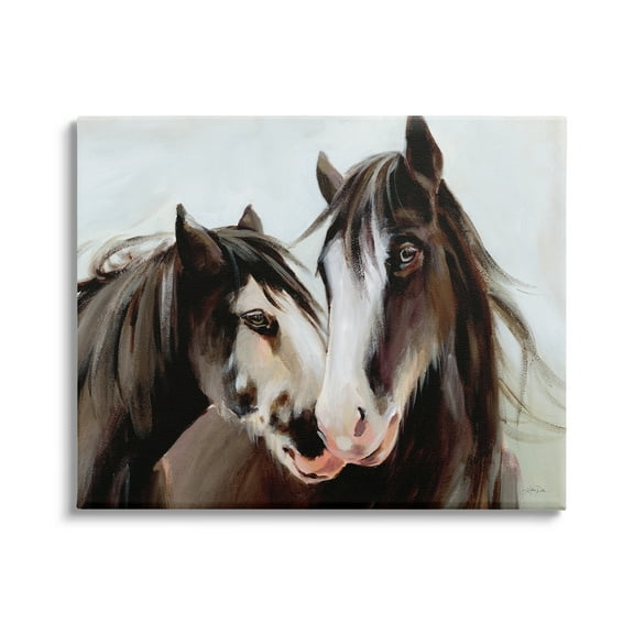 Stupell Industries Brown Horse Pair Portrait Animals & Insects Painting Gallery Wrapped Canvas Print Wall Art, 20 x 16