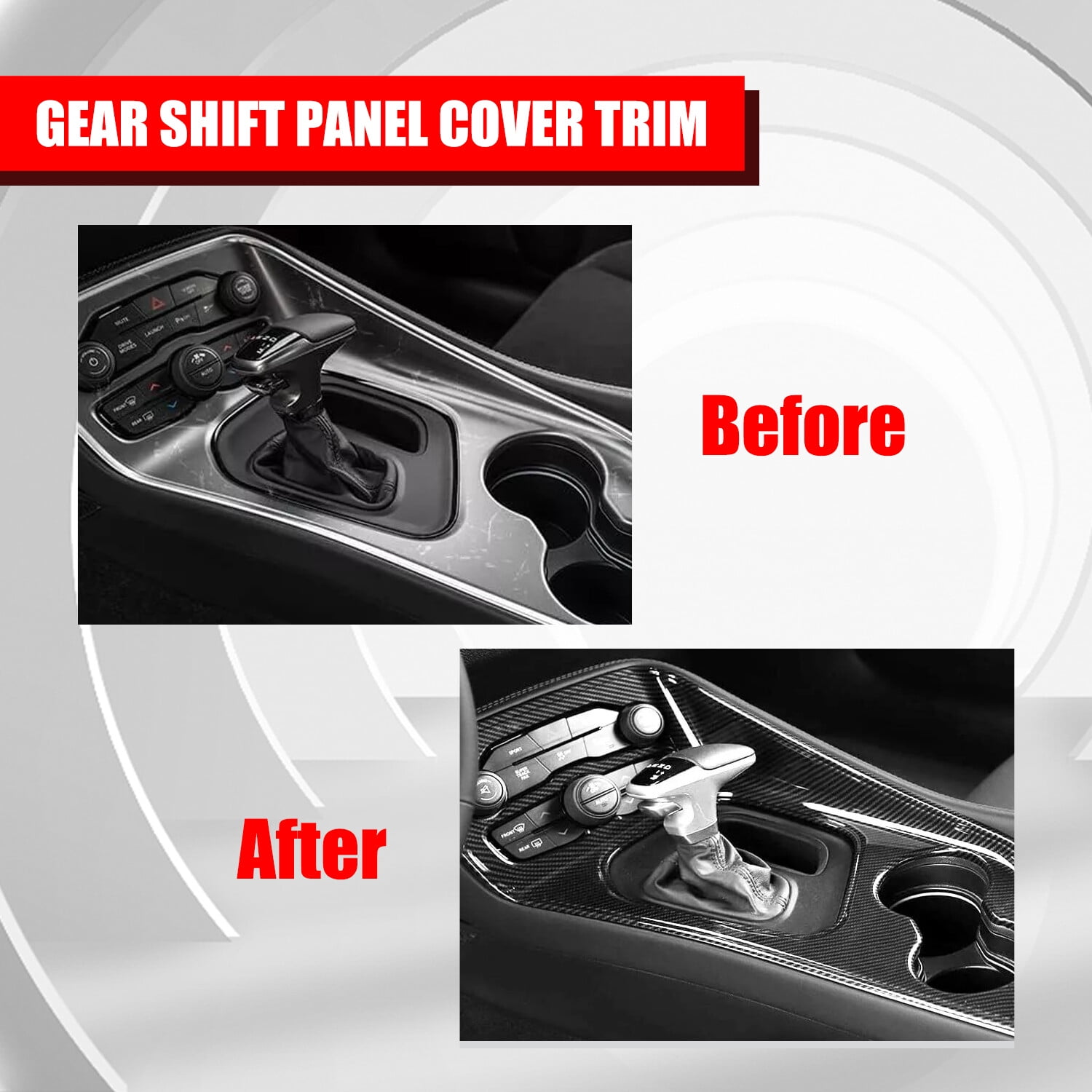 Gear Shift Panel Frame Trim Cover Carbon Fiber Pattern for 2015-23 Challenger