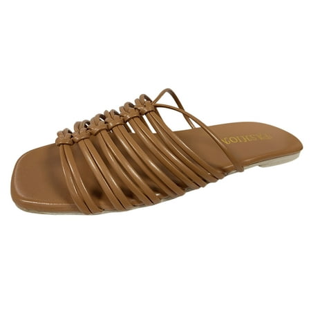 

simu Women s Sandals Comfortable Sandals Color Slippers Flat Solid Leather Weave Fashion And Ladies Women s sandals Sandals Shoes Casual