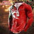 thumbnail image 2 of Mens Christmas Polo T-Shirt Zipper Lapel Long Sleeve Christmas Full Print Mens Performance Polos,Green,3XL, 2 of 4