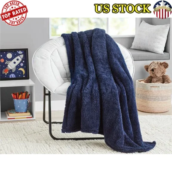 Kids Oversized Fuzzy Throw Blanket Eco-Friendly Soft Faux Fur 72In X 50In New