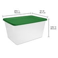 thumbnail image 3 of Sterilite Small Storage Bin, 58 Quart Clear Plastic Storage Container with Snap-On Lid, Green, Pack of 8, 3 of 5