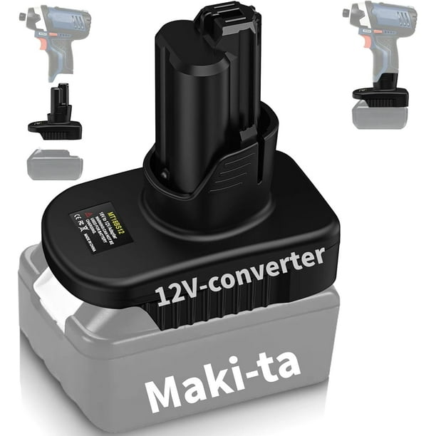 Para Makita para Adaptador de Batería Bosch de 12 V, para Herramientas Eléctricas Inalámbricas Bosch10.8 V, Adaptador de Batería Compatible con Batería de Iones de Litio Makita18 V Que Se Convierte en Batería Bosch de 12 V GBA (No Incluye Batería)