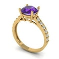 thumbnail image 2 of Solitaire with Accents Engagement Ring for Women - 2.3ct Natural Amethyst in 14K Yellow Gold Promise Ring, 2 of 6