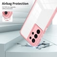 thumbnail image 5 of SaniMore for Samsung Galaxy S22 Ultra Case Slim Transparent [Not Yellowing Technology], Rugged PC & TPU Bumpers Built-in Detachable Lens Protector Shockproof Protective Cover, Pink, 5 of 7