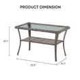 thumbnail image 4 of POCASSY Wicker Outdoor Coffee Table, 19.7"*37.8" Tempered Glss Top Gray Rattan Outdoor Coffee Table with 2-Layer Storage Furniture Tables for Garden,Porch,Backyard, 4 of 6