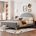 thumbnail image 6 of Full Size Platform Bed Frame with Semi-Circle Shaped Upholstered Headboard, Metal Legs Modern Bed Frame, 6 of 7