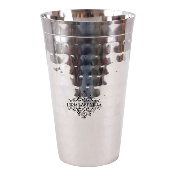 Indian Art Villa Steel Copper Big Hammered Lassi Glass, Brown & Silver Finish, Drinkware – 25.4 oz