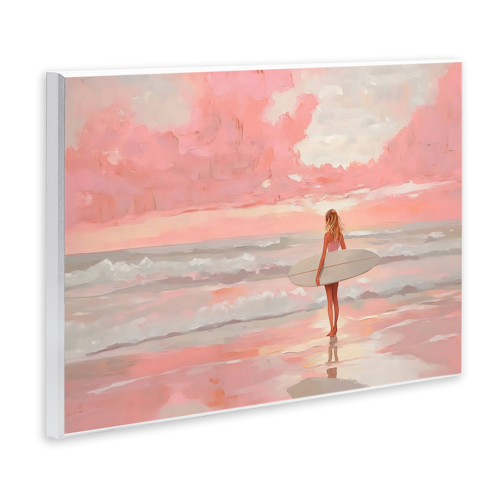 Pink Sky Surfer Wall Plaque Art, design by LSR Design Studio