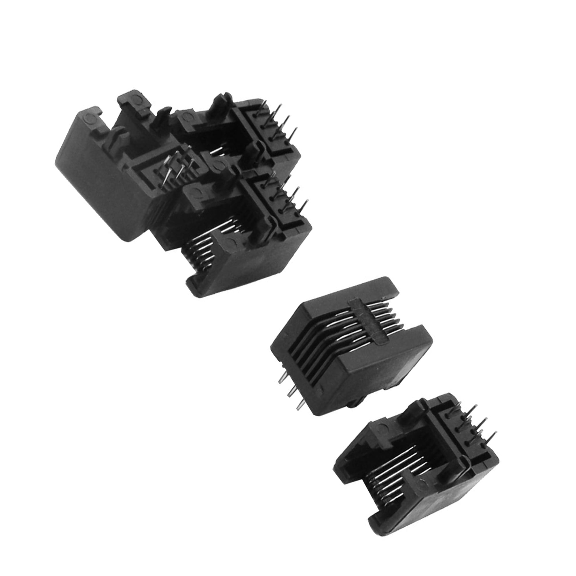 5pcs RJ11 PCB Mount Black Modular Phone Jack 6P6C Telephone Socket Connector