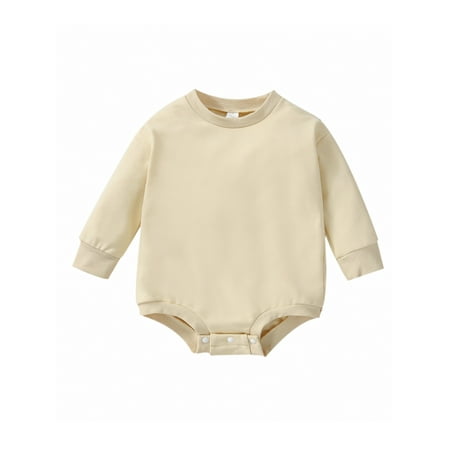 

0-24M Baby Girls Boys Sweatshirts Jumpsuits Solid Long Sleeve Bodysuit Newborn Fall Winter Outfits