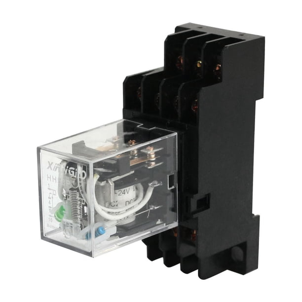 Relé de potencia de control de motor de 24V CC HH54P con 4NO 4NC y base