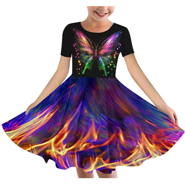 LOVZFMLL Robe d'Été Sans Manches pour Filles Tout-Petits Imprimé Graphique Vêtements pour Enfants