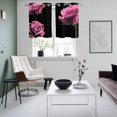 thumbnail image 4 of Pink Rose Kitchen Curtains Small Short 39 Inch Length, Vintage Abstract Garden Flower Floral Black Grommet Top Bedroom Living Room Curtains, Light Filtering Cafe Curtain Drapes 2 Panels Set 55''x39'', 4 of 9