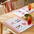 thumbnail image 4 of Farmhouse HOME Placemats Set of 8 Rustic Tulip Pink White Plaid Wooden Place Mats Indoor Wipeable Table Mats Washable Cloth Dining Table Placemats for Kitchen Holiday Party Home Decor 13x19 Inch, 4 of 9