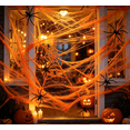 thumbnail image 5 of Stretchy Halloween Spider Silk, 20G Fake SPIDER Silk with 2 Pcs Plastic SPIDER, Spooky Stretch SPIDER Webbing for Indoor & Outdoor Halloween Party Decorations,Orange, 5 of 6