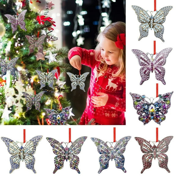 Suncoda Christmas Decorations, Xmas Butterfly Hanging Ornaments Christmas Tree Ornaments, Xmas Ornament for Holiday Party