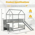 thumbnail image 2 of Gymax Loft Bed w/ Slide & Storage Staircase Twin Over Twin House-shaped Bunk Bed Gray, 2 of 10