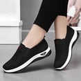 thumbnail image 2 of Floleo Women's Slip-On Hollow Knit Mesh Walking Shoes, Round Toe Cushioned Curved Midsole Footwear, Six Solid Tone Non-Slip Breathable Daily Casual Loafers(Black,9), 2 of 9