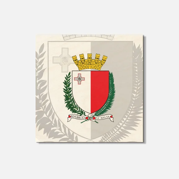 Malta Coat Of Arms 4'' X 4'' Square Wooden Coaster