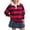 08#Wine, variant on Women Long Sleeve Striped Polo Shirt Oversized Collar Y2k Pullover T Shirt Casual Loose Streetwear Rugby Sweatshirt,Light pink,XL