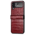 thumbnail image 4 of SaniMore for Samsung Galaxy Z Flip 4 6.7" 2022 Case, Crocodile Texture PU Leather Hinge Protection Wear-resistant Vintage Folding Shell Shockproof Drop-resistant, Red, 4 of 11