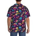 thumbnail image 3 of Pofeuu rainbow color mushroom Skull Print Mens Casual Short Sleeve Shirts Beach Summer Spread Collar Pocket Tops Men's Casual Short-sleeved Shirt-XX-Large, 3 of 5