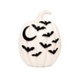 thumbnail image 2 of Halloween Pumpkins Decor, White Pumpkin Figurine Decorations with Black Spider & Bat Accents, Resin Pumpkin Statue for Mantel Shelf Entryway Table, Fall Halloween Home Decor (A), 2 of 4
