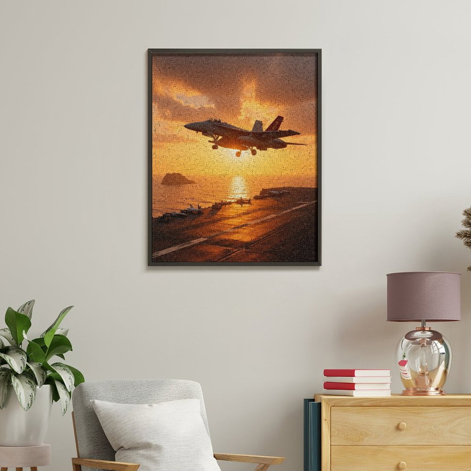 Paint By Numbers Kit for Adults Beginner - DIY Jet Carrier Sunset Sky Ocean Flight Canvas Painting Kits for Adults, Frameless Paint By Number for Adults for Home Wall Decor 16x20 Inch