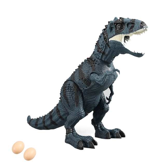 Robotic Walking Dinosaur With Led Lights Roaring Sound Egg Laying Feature Animatronic Tyrannosaurus Model Toy For Children 15.4 Inch Length