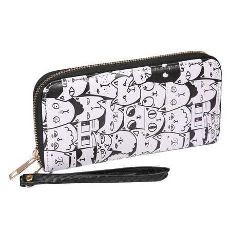 Wallet Coin Pocket HDE Women RFID Blocking Wallet - Identity Protection - Coin Pocket - Wrist Strap (Thousand Cats) ()