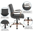 thumbnail image 6 of Emma + Oliver Mid-Back Black LeatherSoft Executive Swivel Office Chair - Rose Gold Frame/Arms, 6 of 13