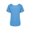 thumbnail image 5 of DYMADE Women Basic Casual Short Sleeve Tops Summer Pullover Crewneck Splice T-Shirts, 5 of 7