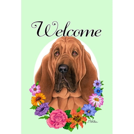 Bloodhound - Best of Breed Welcome Flowers Garden Flags