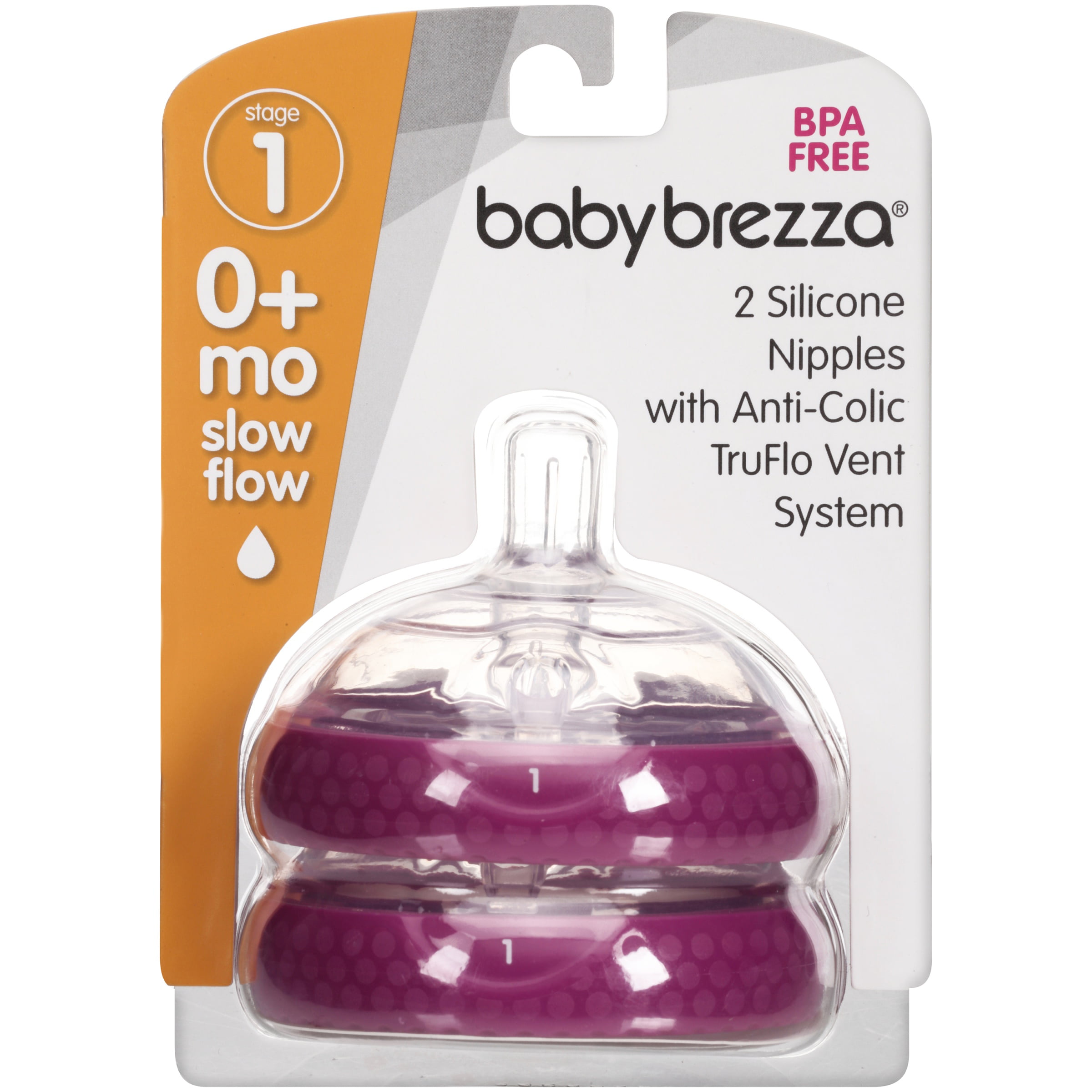Baby Brezza Lot of 2 Silicone Nipples with Anti-colic TruFlo Vent System 