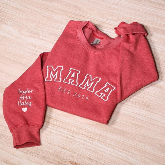 Custom Embroidered Mama Sweatshirt, Personalized Mom Hoodie With Names, New Mama Outfit, Pregnancy, Unisex Sweatshirt-LINHKHA
