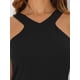 thumbnail image 5 of INSPIRAR CHIC Mono de Cuello Halter para Mujeres Sin Mangas de Cintura Alta con Corte en la Parte Inferior Pierna Acampanada Elegante Mono XS Negro, 5 of 6